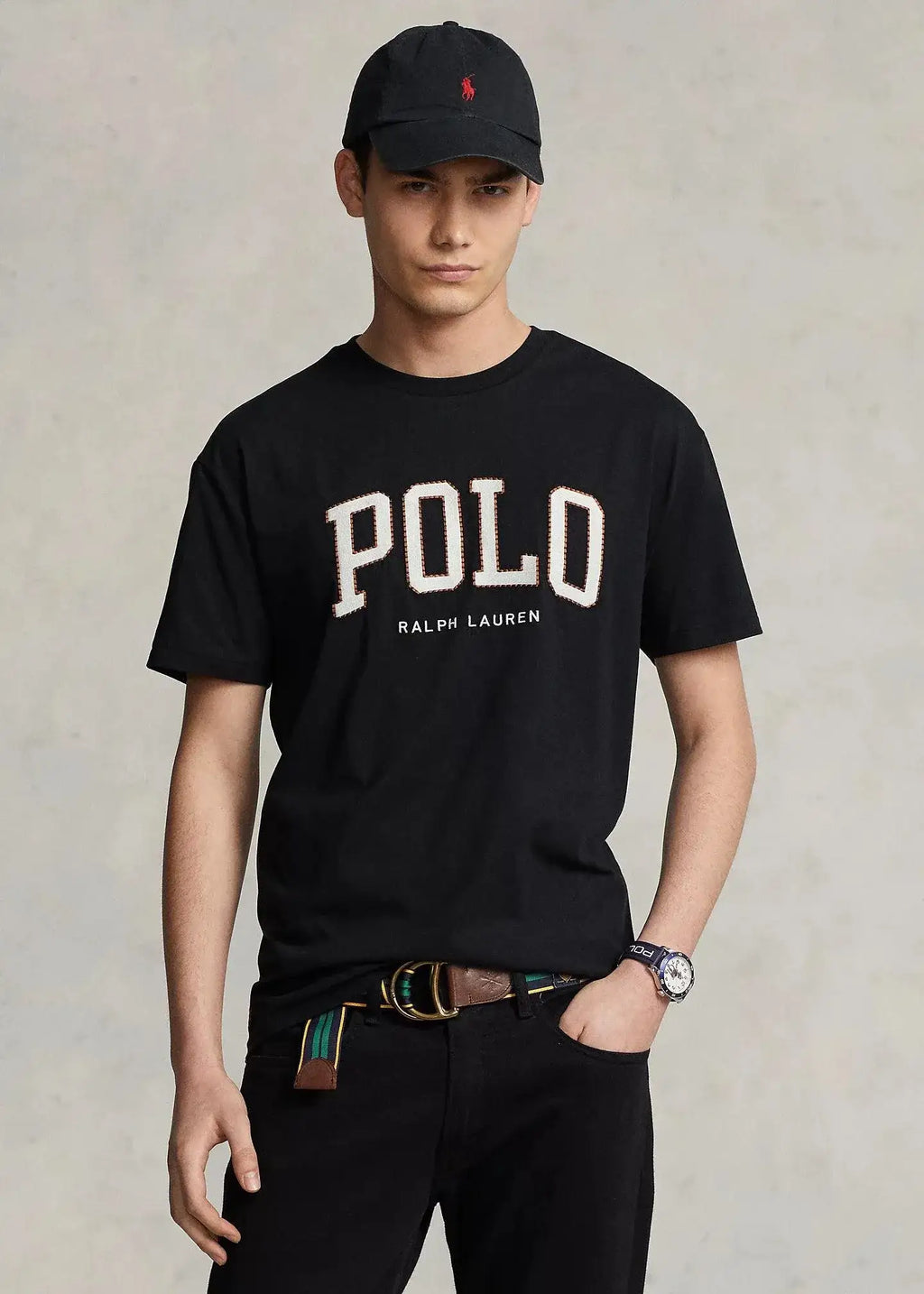 Camiseta Polo Ralph Lauren de punto jersey con logotipo Negra