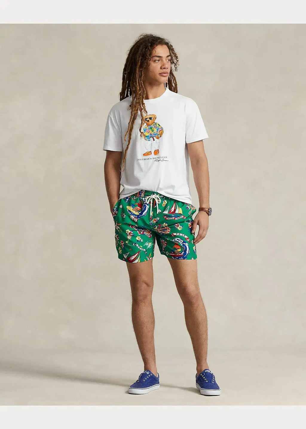 Camiseta Polo Ralph Lauren Polo Bear Classic Slim Fit White Beach Club