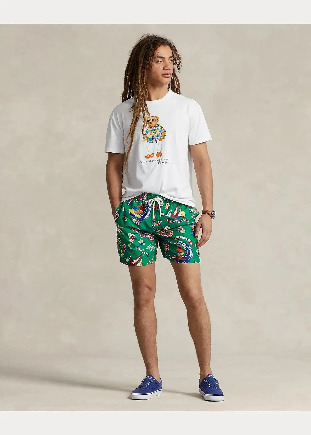 Camiseta Polo Ralph Lauren Polo Bear Classic Slim Fit White Beach Club