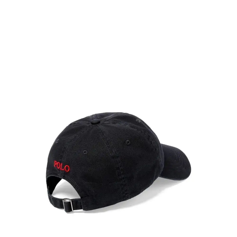 Gorra Polo Ralph Lauren Negra con Visera de Tela de Algodón