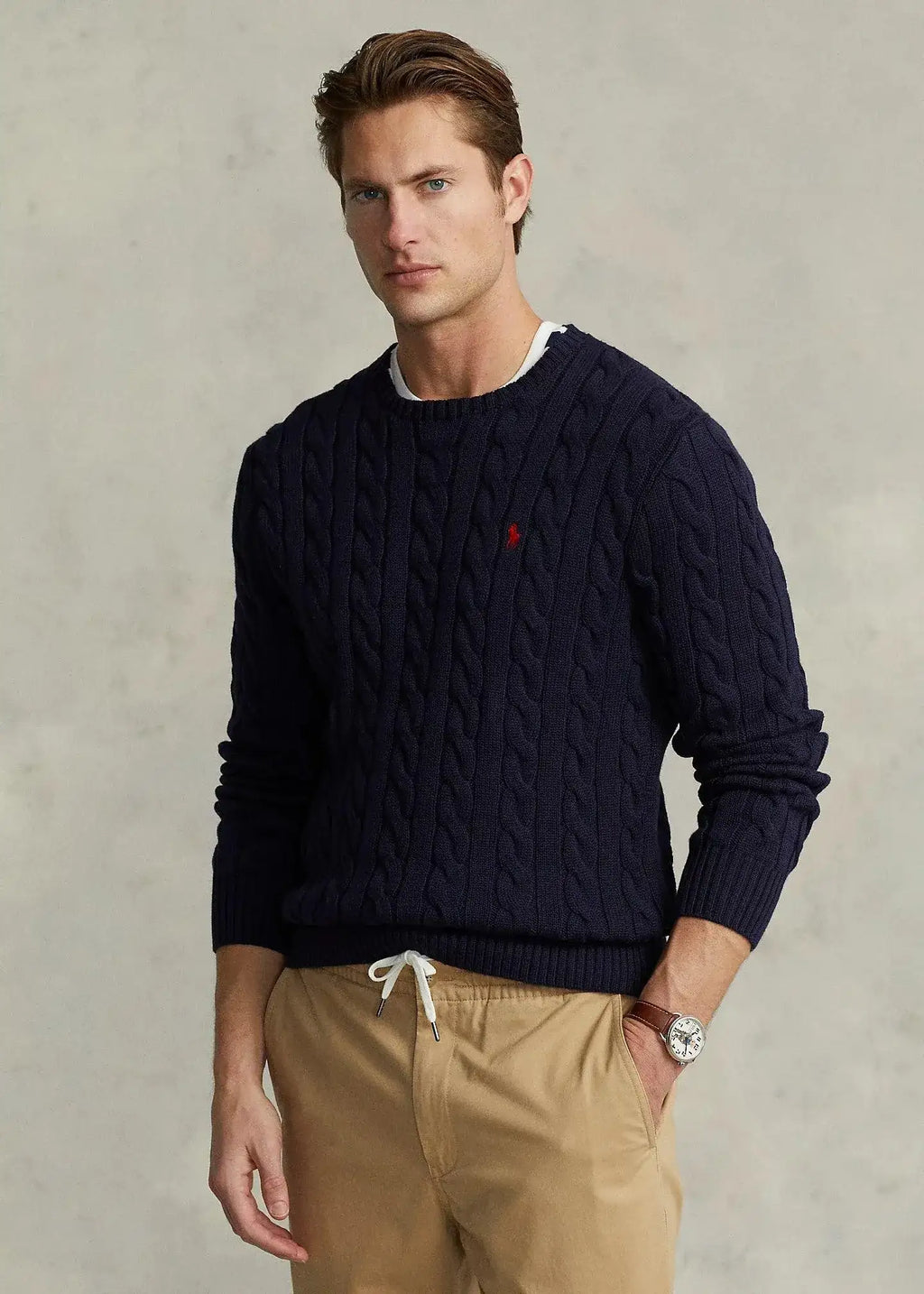 Jersey Polo Ralph Lauren de algodón de punto de ochos azul