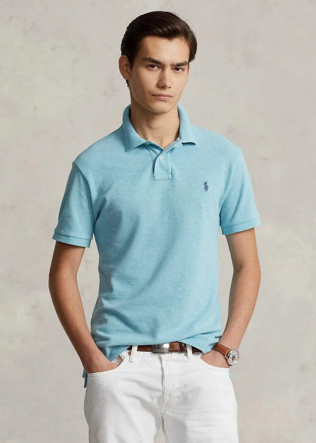 Polo de Hombre de Piqué Ralph Lauren Slim Fit Watchhill Blue Heather