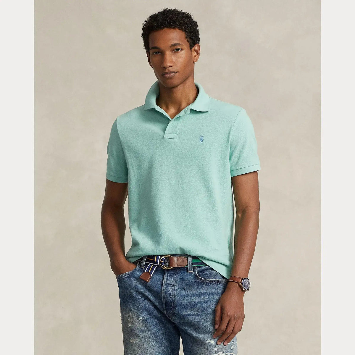 Polo de Hombre Polo Ralph Lauren Slim Fit Mesh Celadon