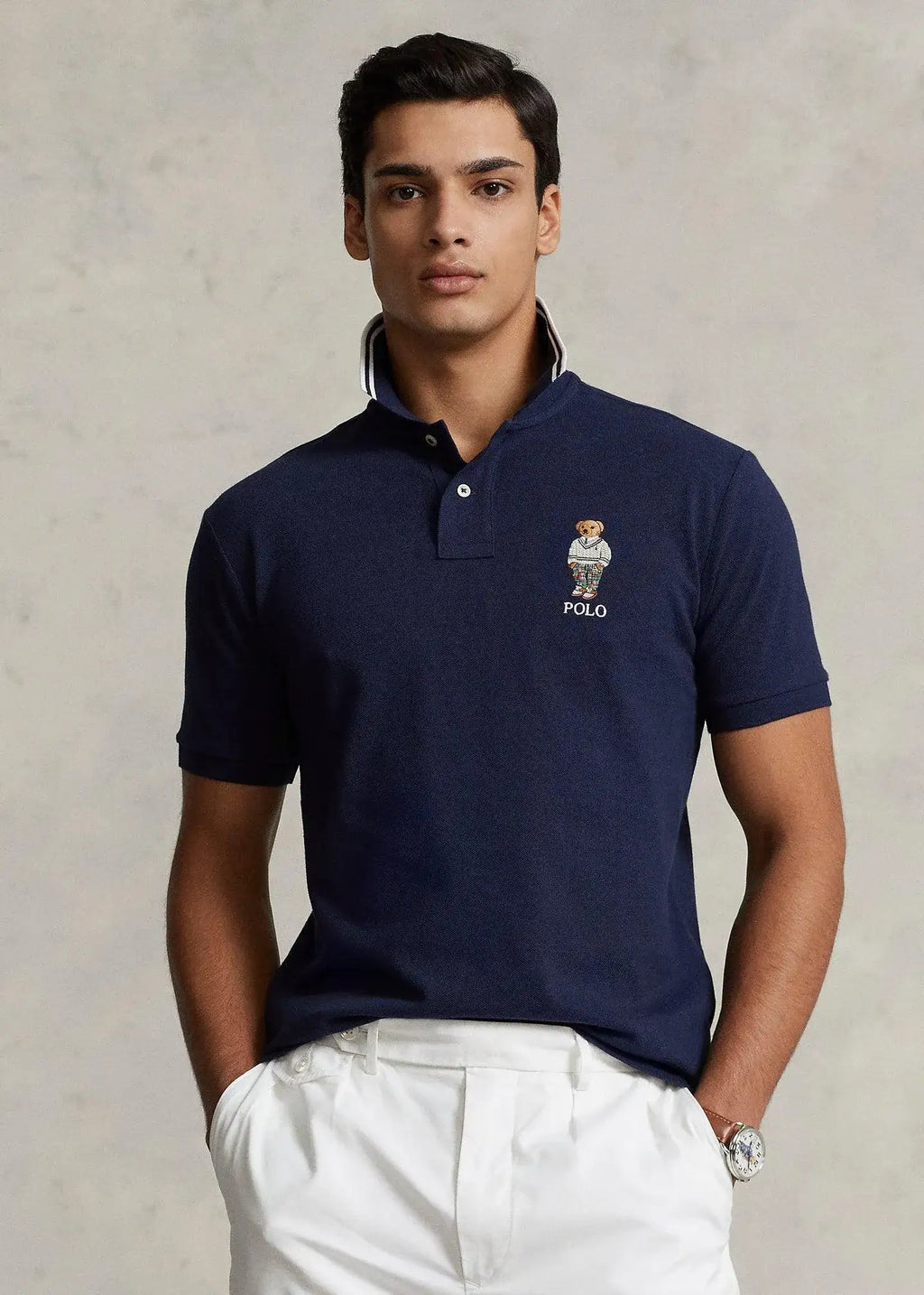 Polo de Hombre Ralph Lauren piqué Custom Slim con Polo Bear