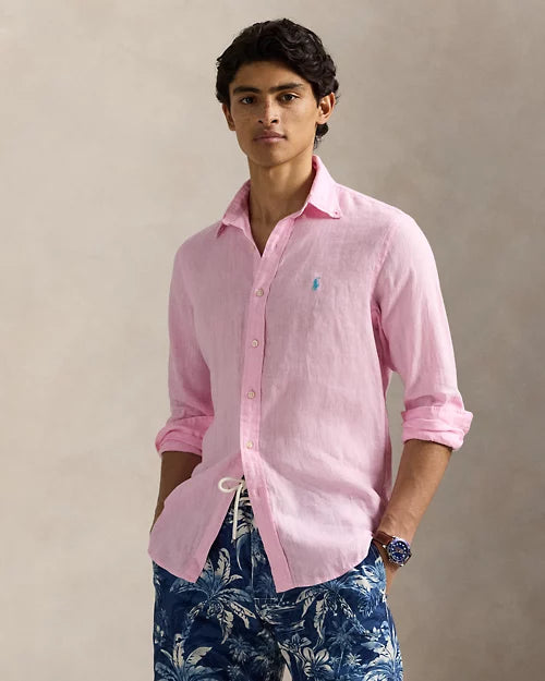 Camisa POLO RALPH LAUREN Lino Custom Slim Pink