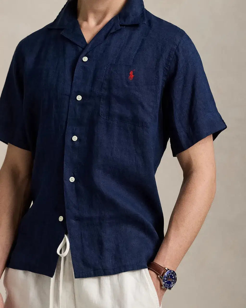 Camisa de Lino POLO RALPH LAUREN Classic Fit Azul Marino Newport