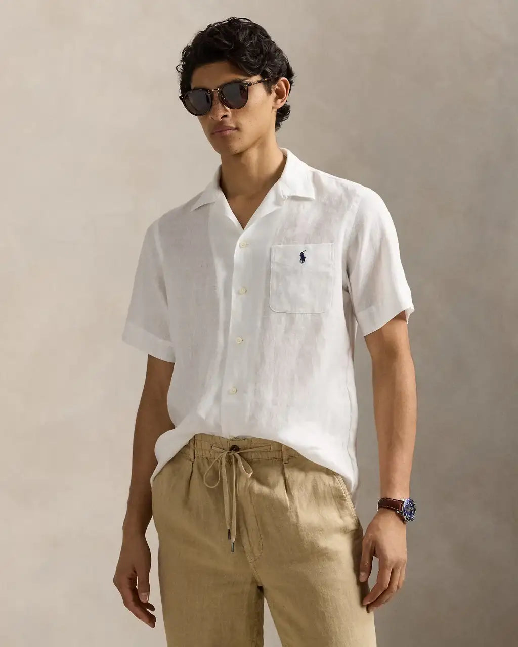 Camisa de Lino POLO RALPH LAUREN Classic Fit Blanco Cerámica