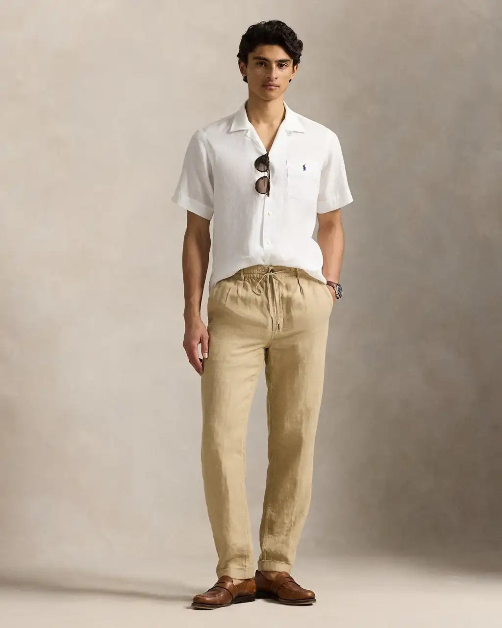 Camisa de Lino POLO RALPH LAUREN Classic Fit Blanco Cerámica
