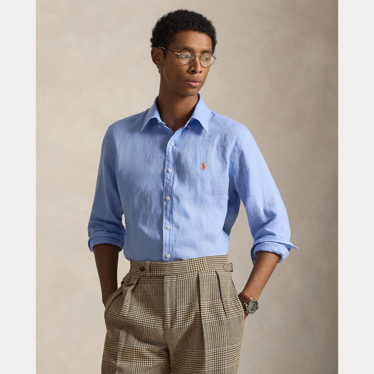 Camisa POLO RALPH LAUREN Lino Custom Slim Austin Blue